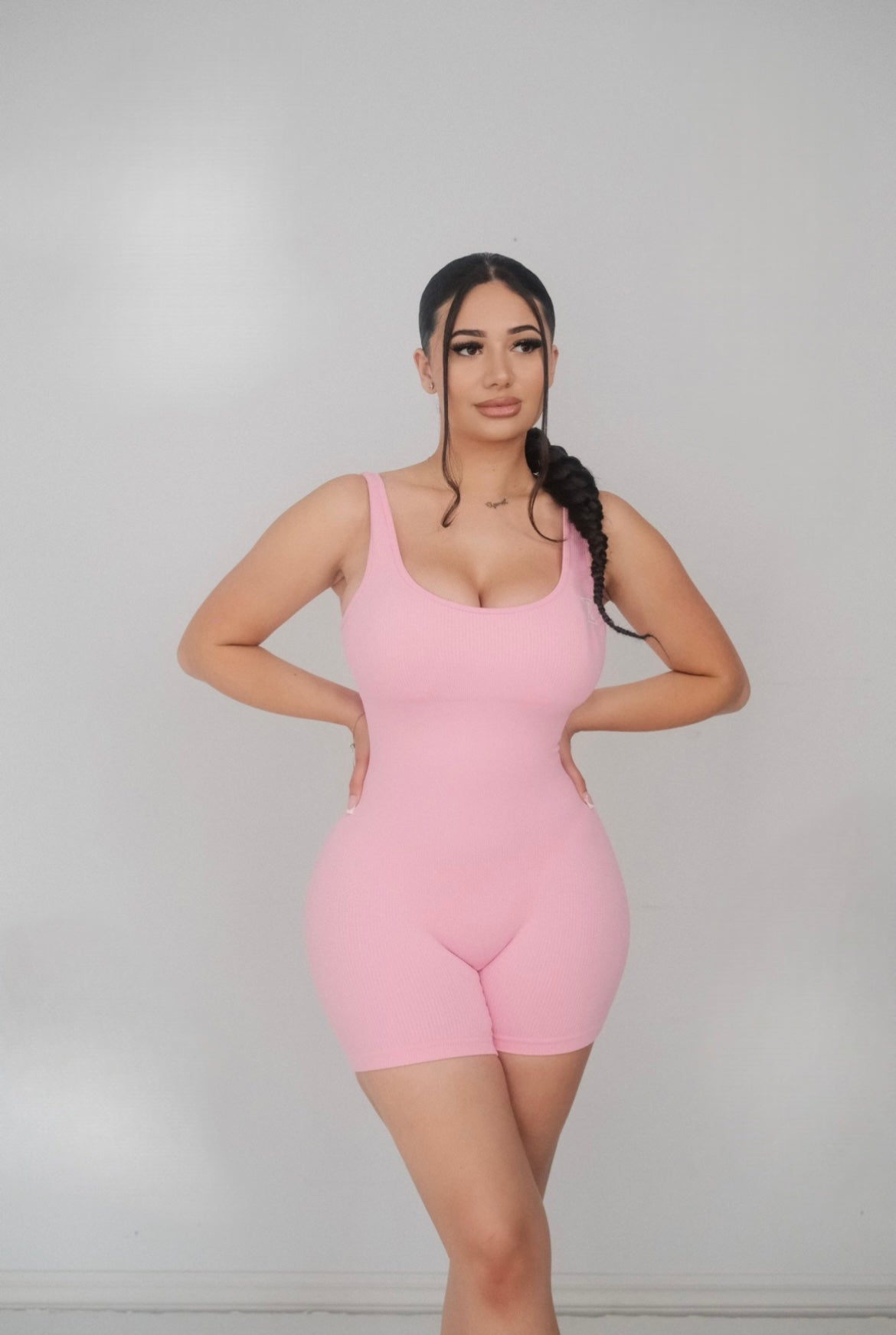 Snatched Romper l Barbie Pink