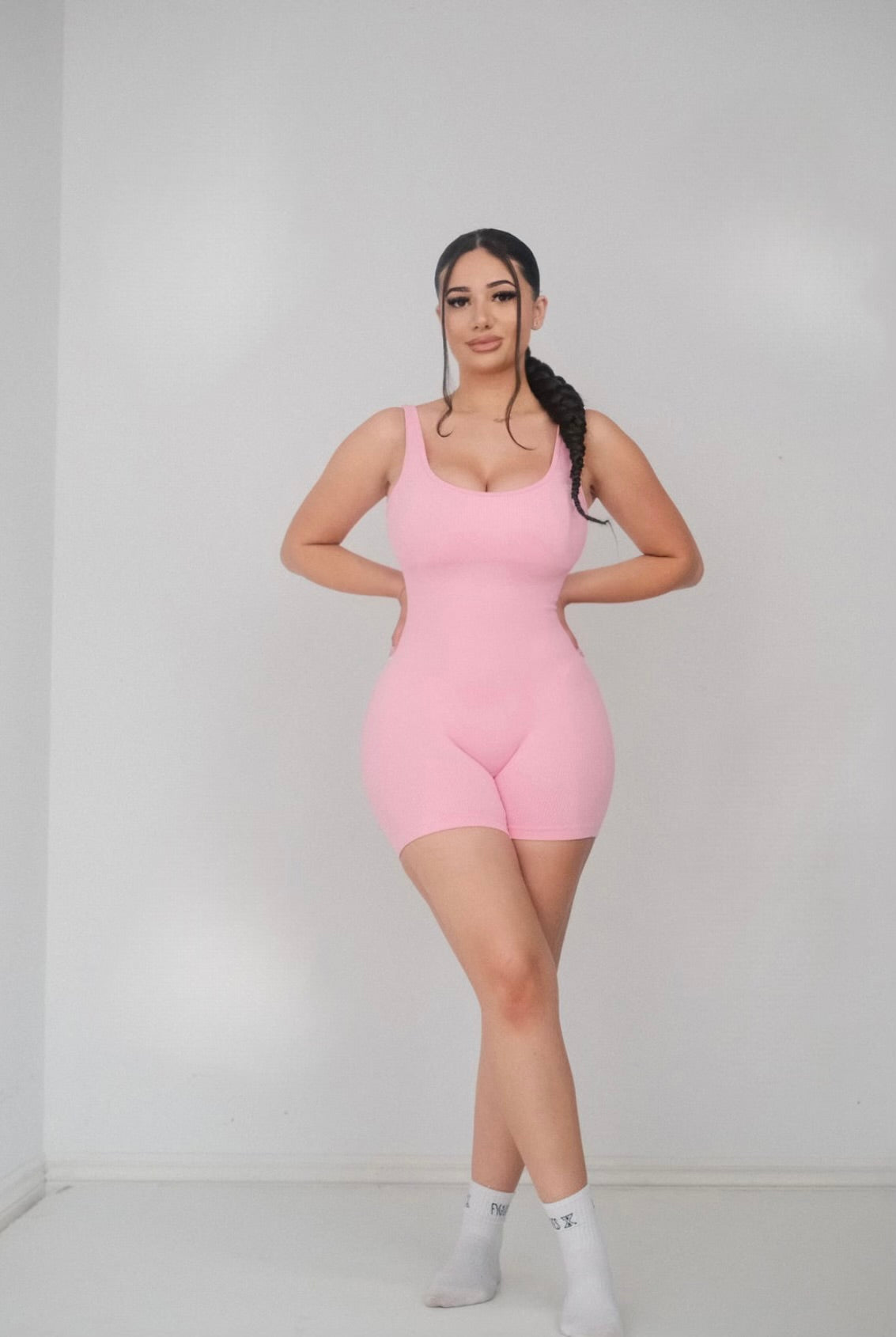 Snatched Romper l Barbie Pink